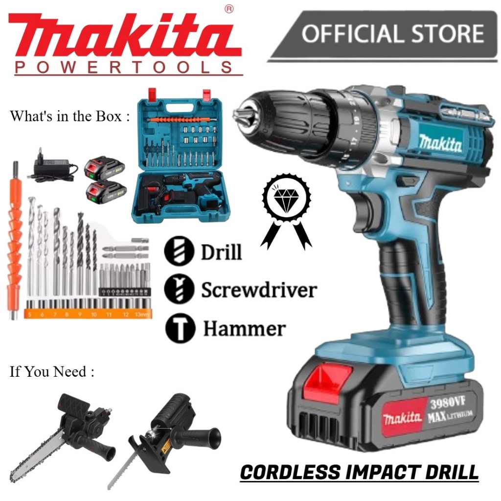 MAKlTA 388V Mesin Bor Cordless/Bor Baterai/ Bor Listrik/Beton Besi Kayu Baterai Tangan Cordless Dril
