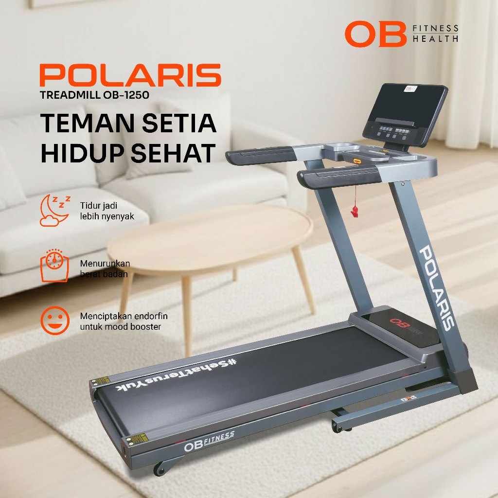OB Fitness Treadmill POLARIS OB-1250 Auto Incline Max 120kg New Item Highly Recomended Modern Design