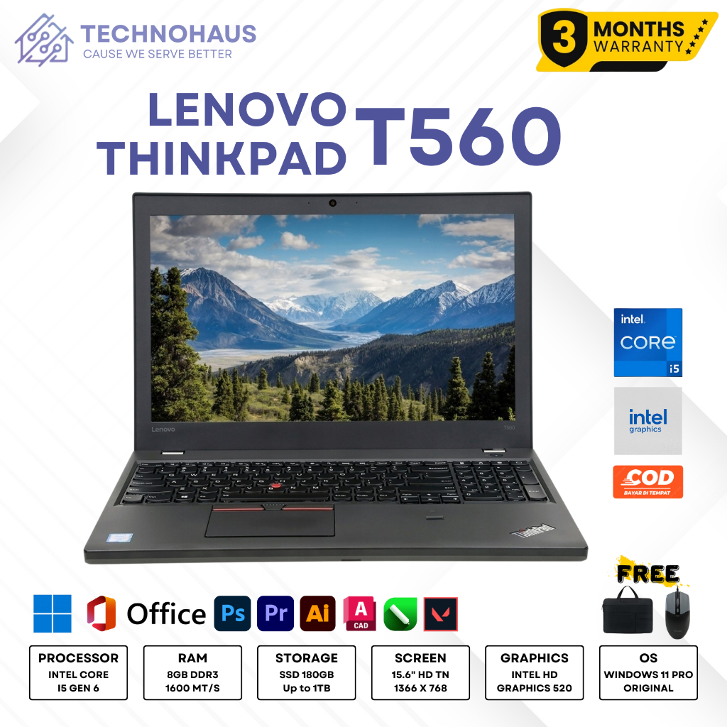 LENOVO THINKPAD T560 L560 I5 GEN 6 RAM 8GB SSD 128GB ORIGINAL BERGARANSI