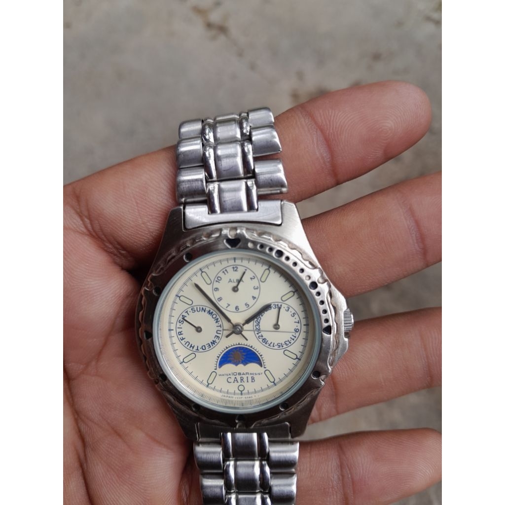 seiko alba carib moonphase triple date