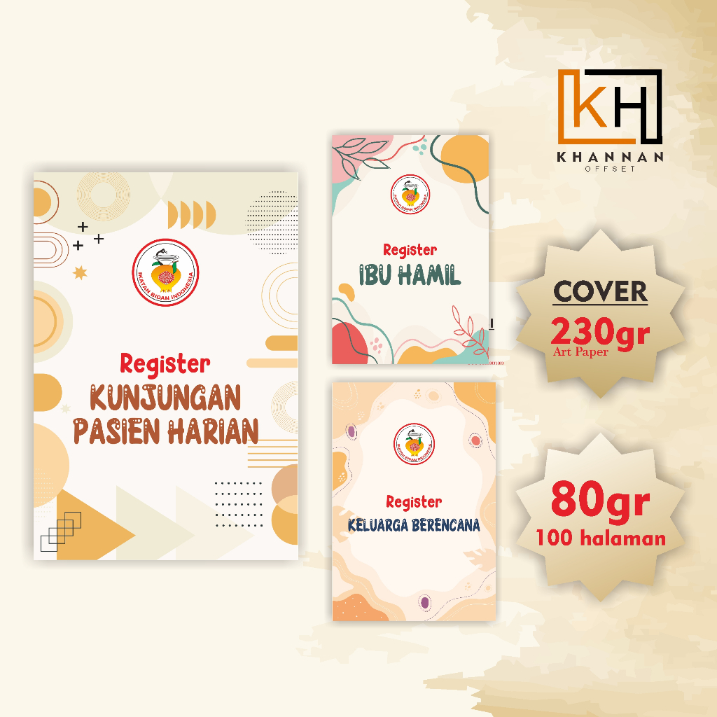 Buku Register kebidanan ukuran F4, register harian bidan, lembar keterangan bidan, buku administrasi