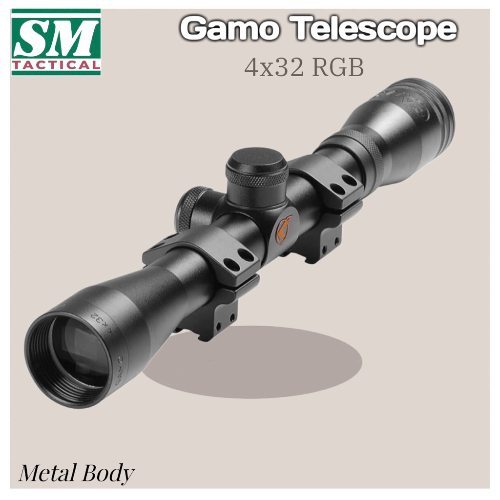 SM Tactical Gamo Telescope 4x32 RGB dengan Body besi untuk Kualitas Optimal dan Ketahanan Tinggi