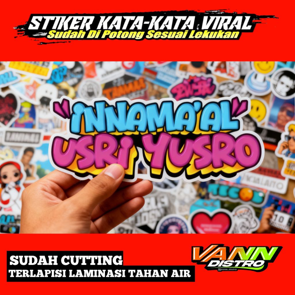 Stiker INNAMAL USRI YUSRO BARU PINK