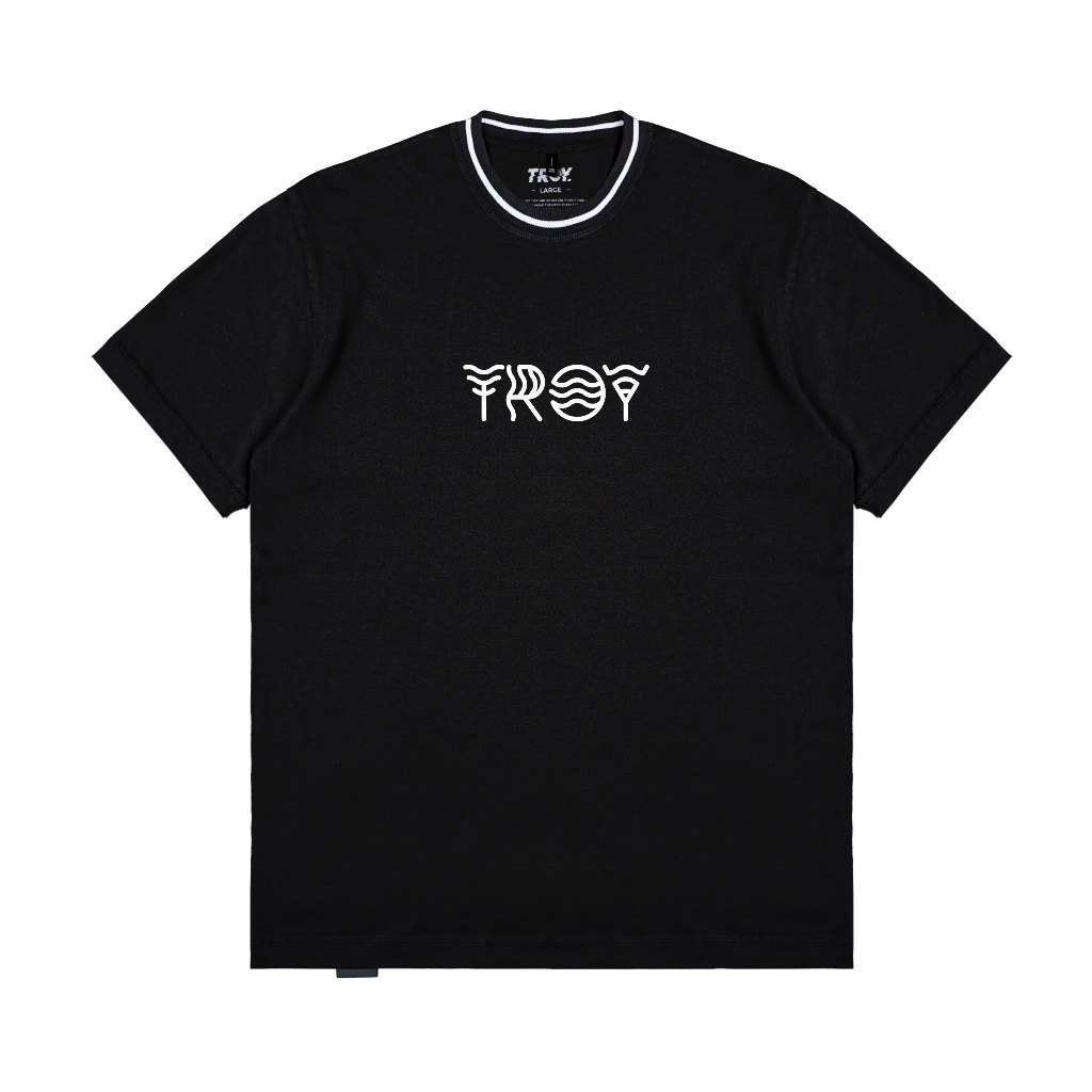 Troy Company Neck Stripe Tshirt Black Signal - Kaos Lengan Pendek Kaos Hitam KST 3539-2B1W