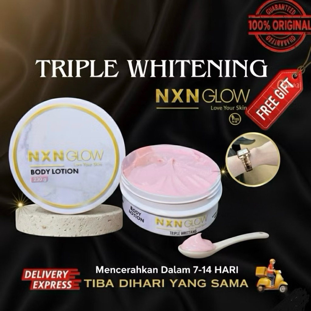NXN GLOW TRIPLE WHITENING BODY LOTION  NXNGLOW BY NIXIN | HB PEMUTIH EXTRA (FREE GIFT)