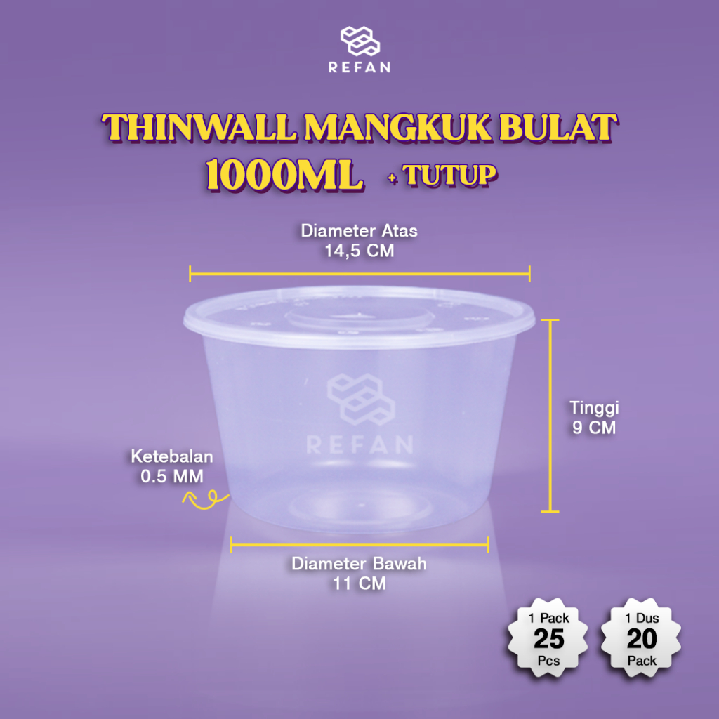 Thinwall Mangkok Bulat 1000 ml / Thinwall Roundbowl 1000ml
