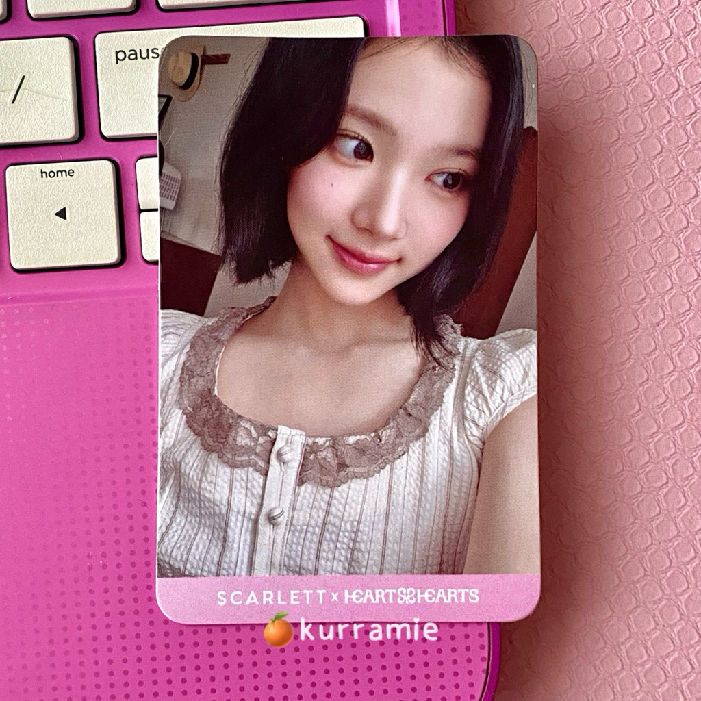 pc jiwoo hearts2hearts x scarlett whitening photocard official choi jiu bondol h2h hatuha x scarlet 