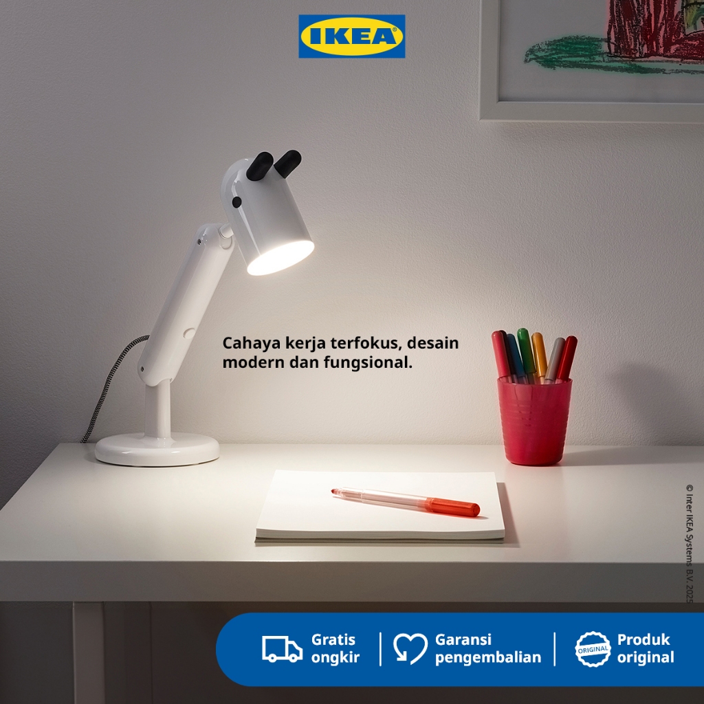 IKEA KRUX Lampu Meja Kerja Warna Putih