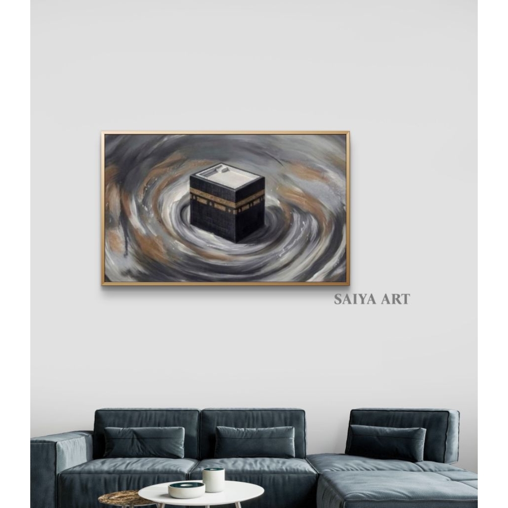 lukisan Abstrak Ka'bah bertexture tebal|| Hiasan dinding modern||