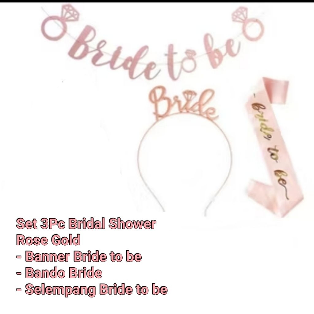 Set 3pcs Bridal Shower / Perlengkapan bride bridal shower / Kostum bridal shower