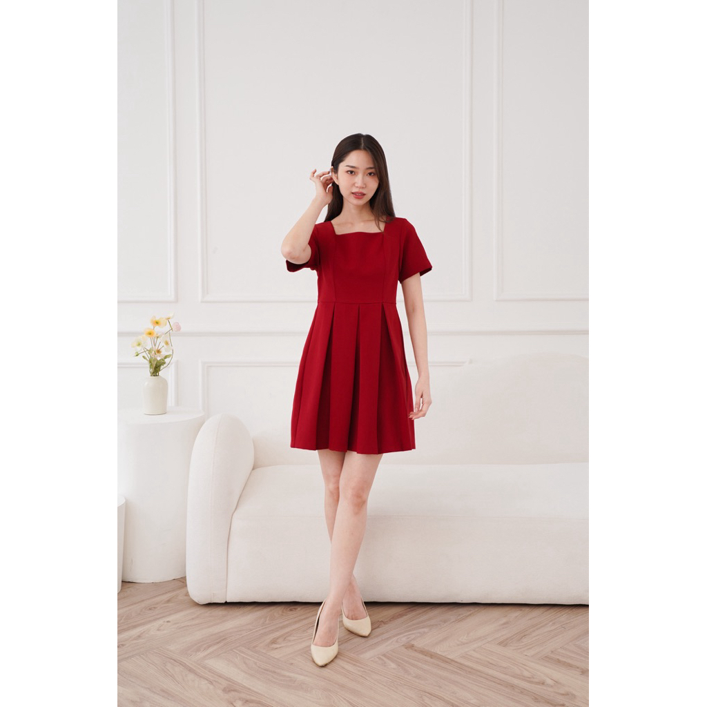 Prettybelle - Naomi Dress Dress simple kekinian girly looks elegan red mini dress