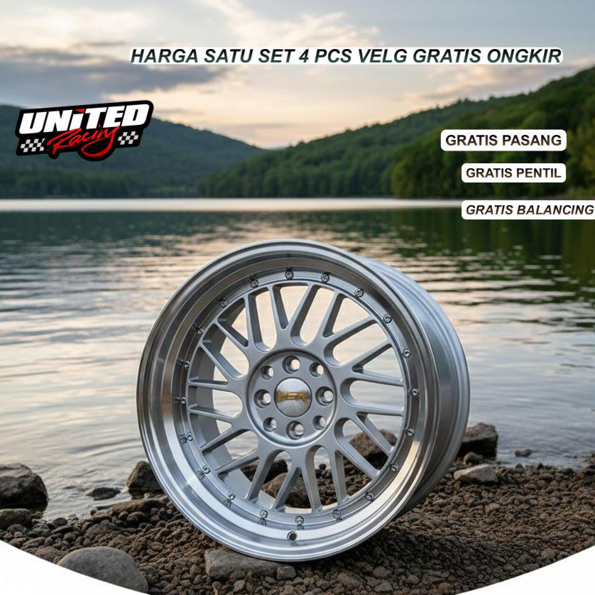 Velg Mobil Jazz Fiesta Brio Avanza Xenia Ring 17 HSR Paddock Warna Silver Folish Untuk Lubang 4