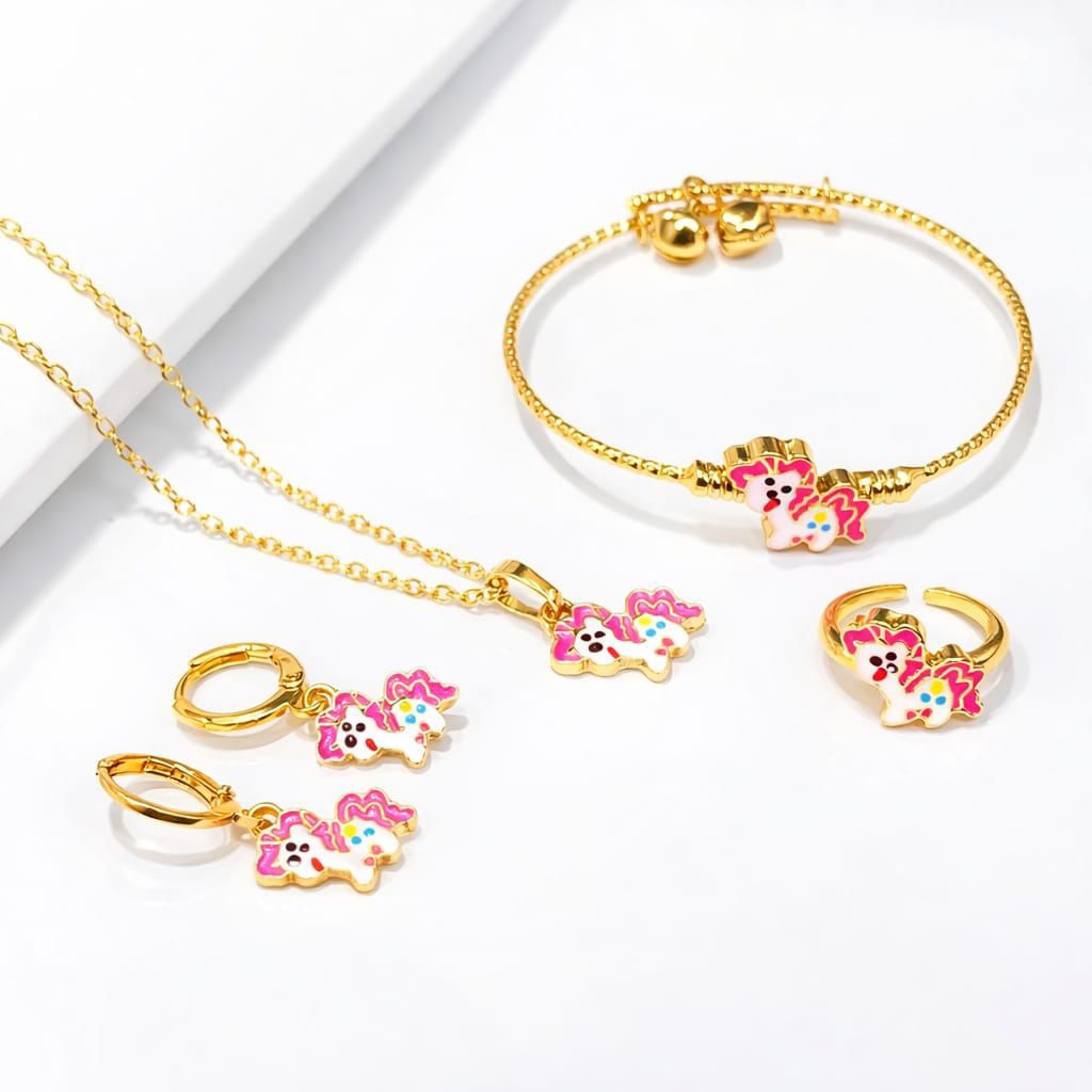 Set Perhiasan Anak Xuping Unicorn | Kalung Gelang Cincin Anting Anak Perempuan Lucu