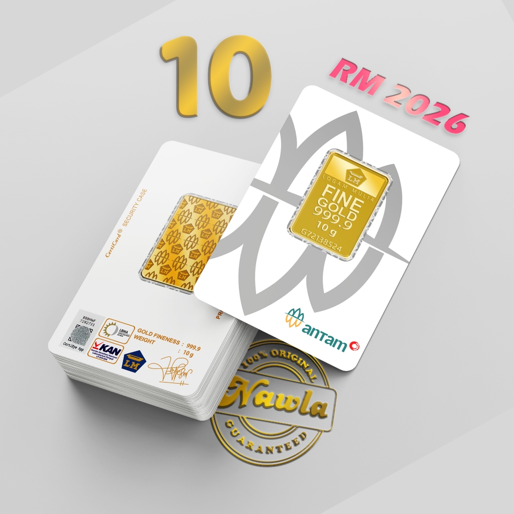 ASLI Antam 10 gram Logam Mulia Emas Murni 24 Karat Certicard Redmark