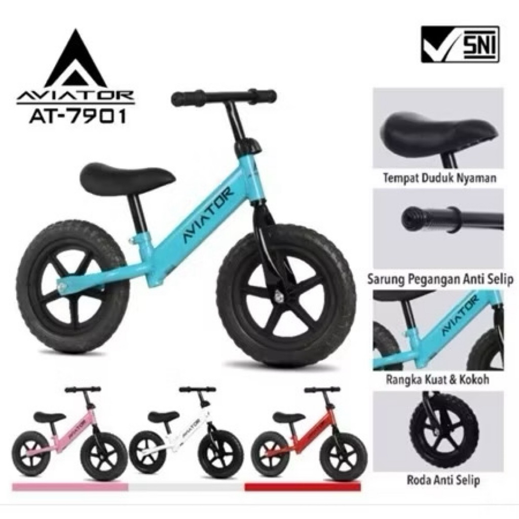 Mainan sepeda BALANCE tanpa pedal Aviator AT-7901 Exotic ET-2017 | Sepeda Anak Push Bike Tanpa Pedal
