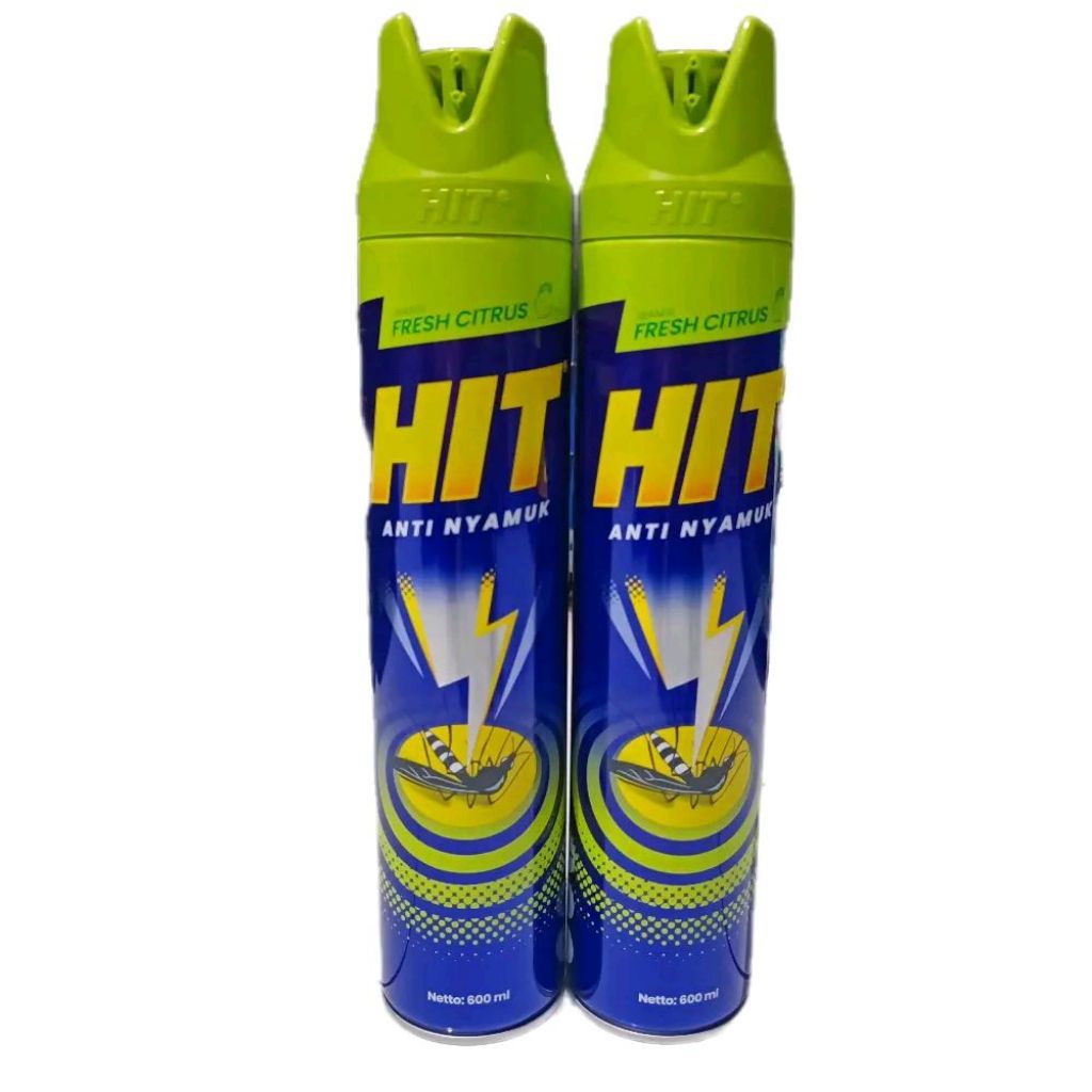 [PAKET 2 BOTOL] HIT FRESH CITRUS Hijau Anti Nyamuk Semprot Kemasan Kaleng 600ml