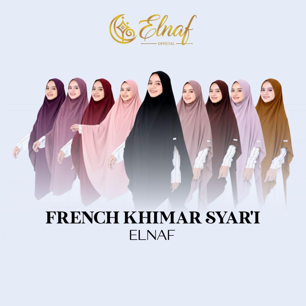 ELNAF French Khimar Jumbo Hijab Instan Syari Jersey Korea Premium Ity Bisa Cadar Series Umroh