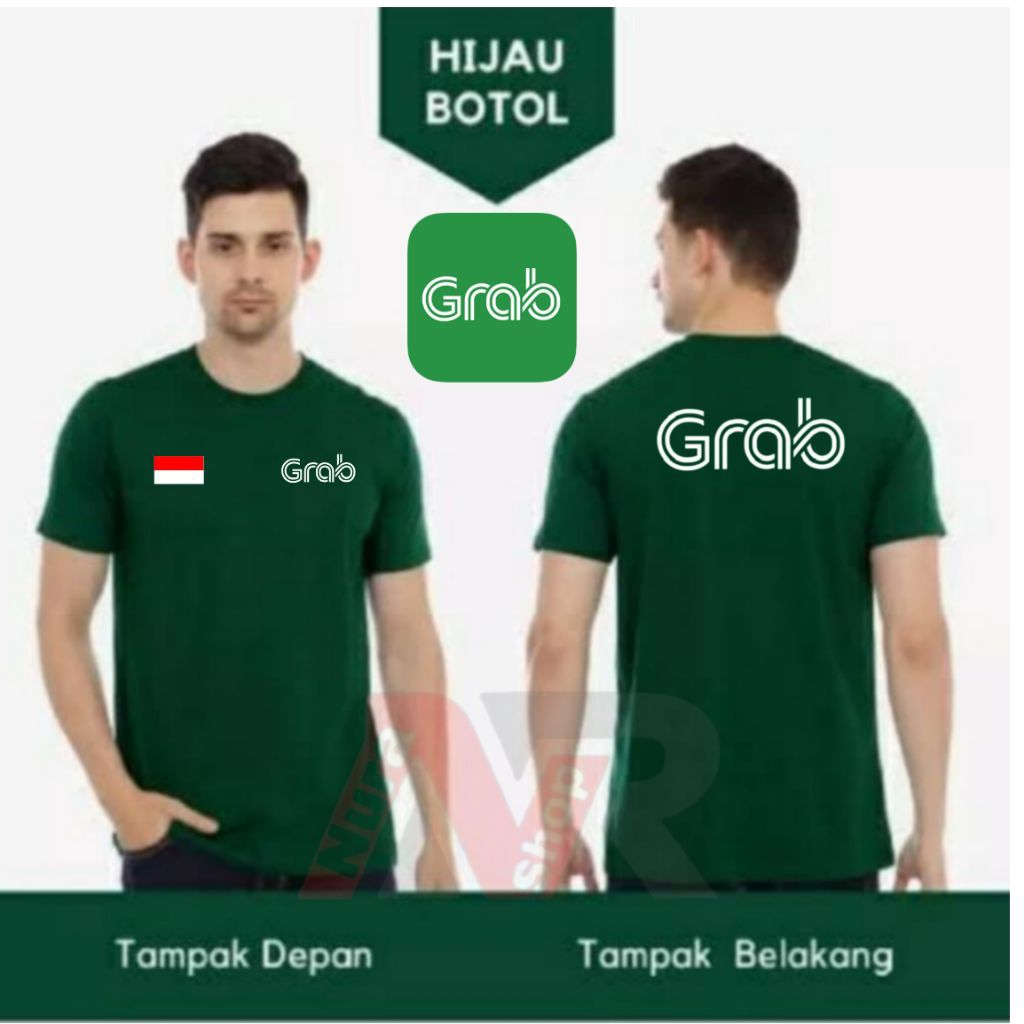 Kaos hijau botol greb kaos driver ojoll transfortasi online greb kaos lengan pendek hijau botol