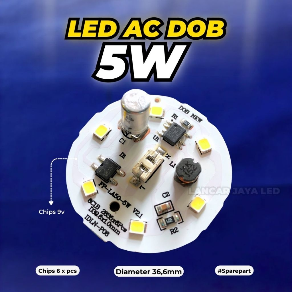 pcb led ac (dob) lengkap 5-40watt