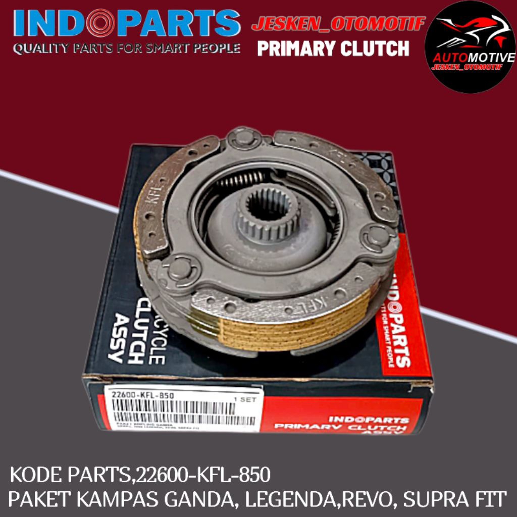 Paket Kampas Ganda Honda Legenda,Revo,Supra Fit (Indoparts) 22600-KFL-850