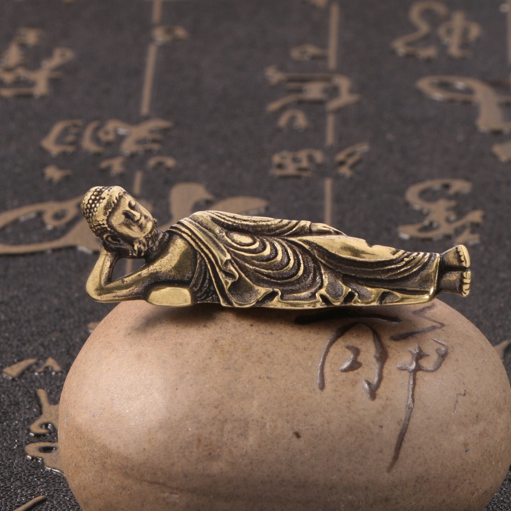 Dekorasi Pajangan Kuningan Patung Mini Buddha Tidur Mini Brass Feng Shui H241