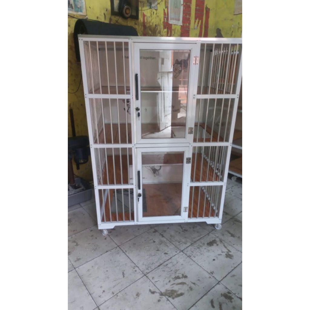 KANDANG KUCING 2 TINGKAT PUTIH MURAH