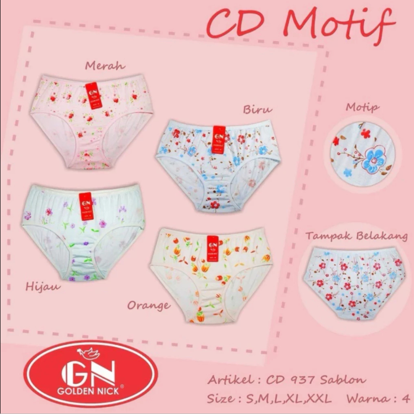 Celana Dalam Wanita Golden Nick Sablon 937S / CD Golden Nick Motif