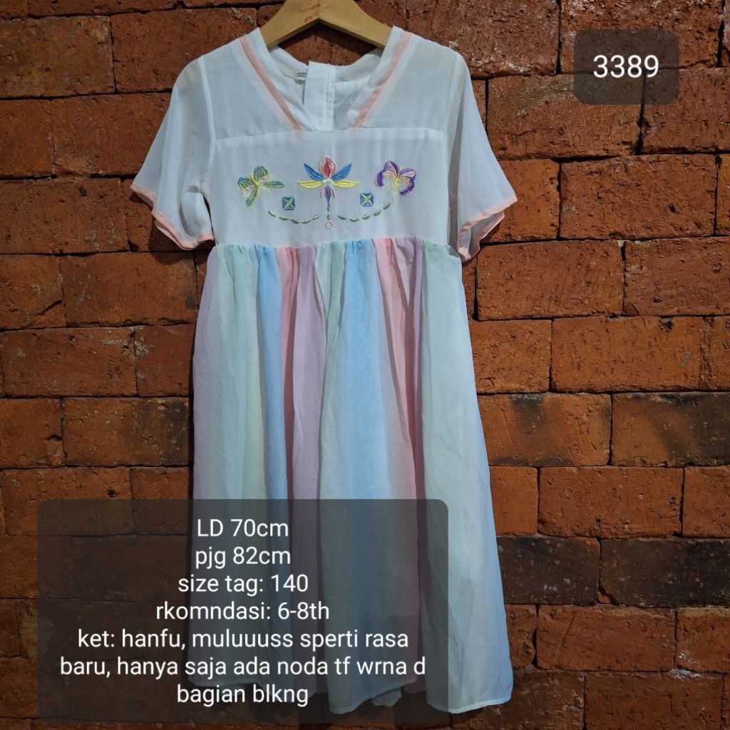 DRESS HANFU ANAK 6-8 TAHUN MNS TF WRNA MURAH (3389)