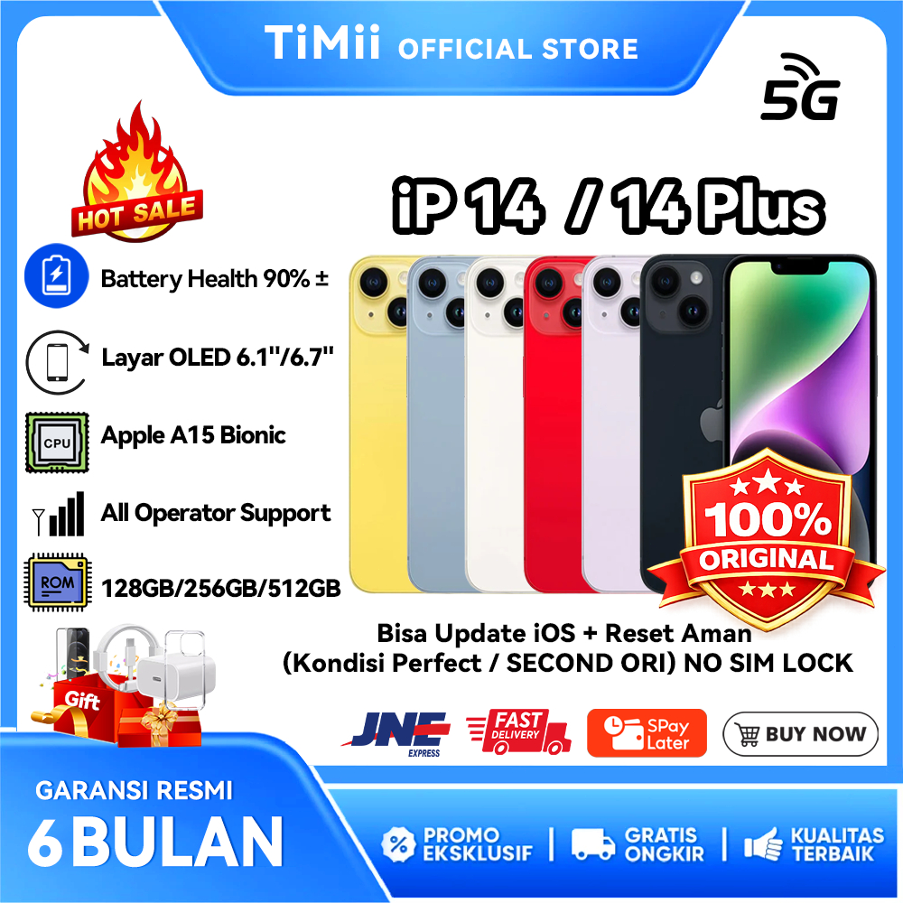 iPhone 14 & 14 Plus Second Like New | Inter Normal | 128GB 256GB | Original 100% | Aman Reset & Upda