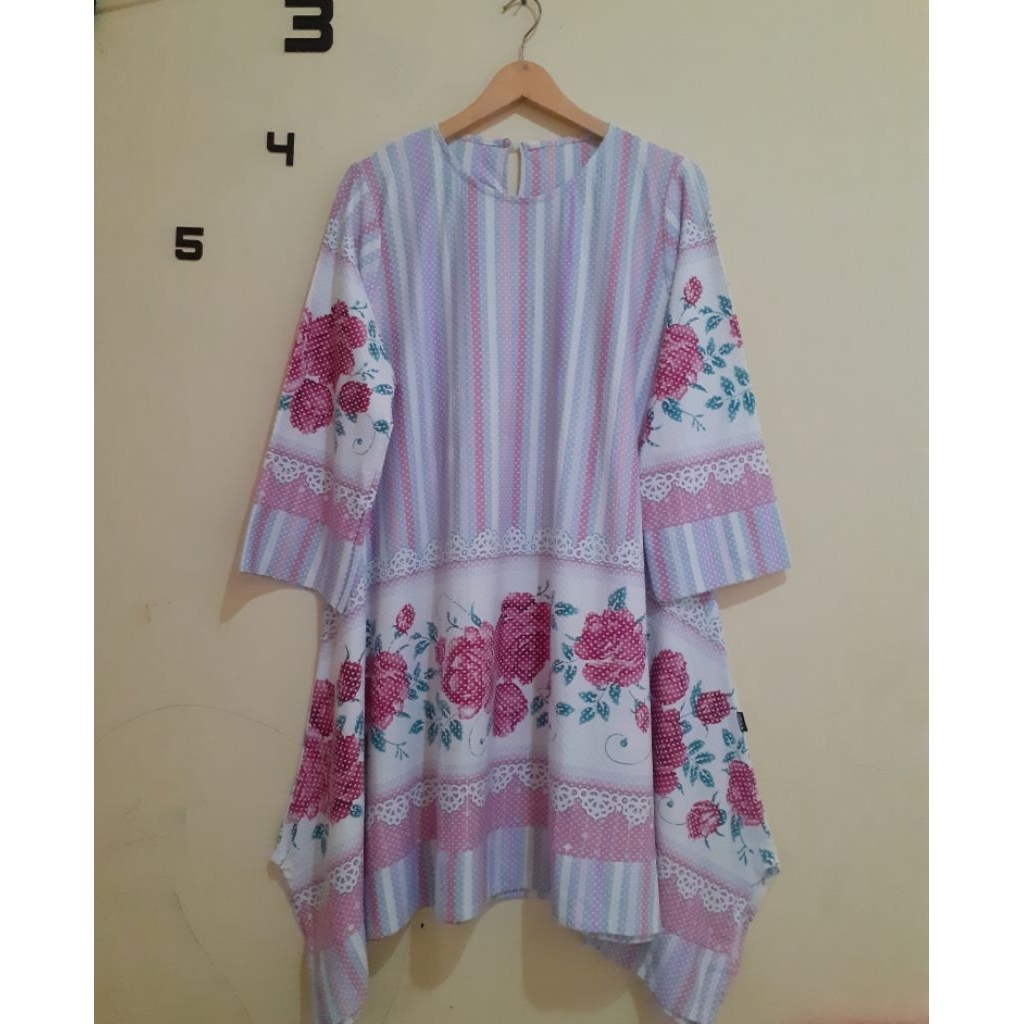 preloved baju atasan tunik strippy rose super jumbo