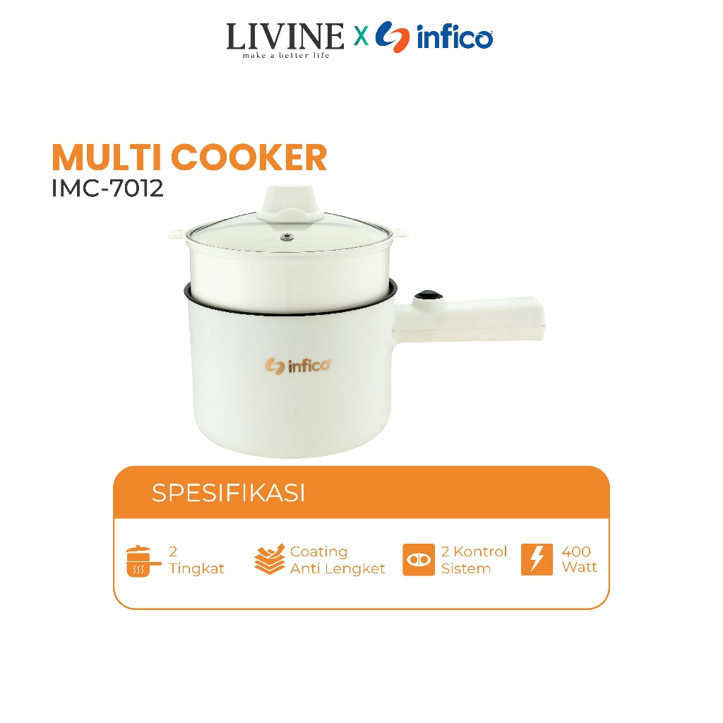 Infico Panci Listrik Multifungsi 1,8 Liter Panci Listrik Serbaguna Panci Elektrik IMC - 7012