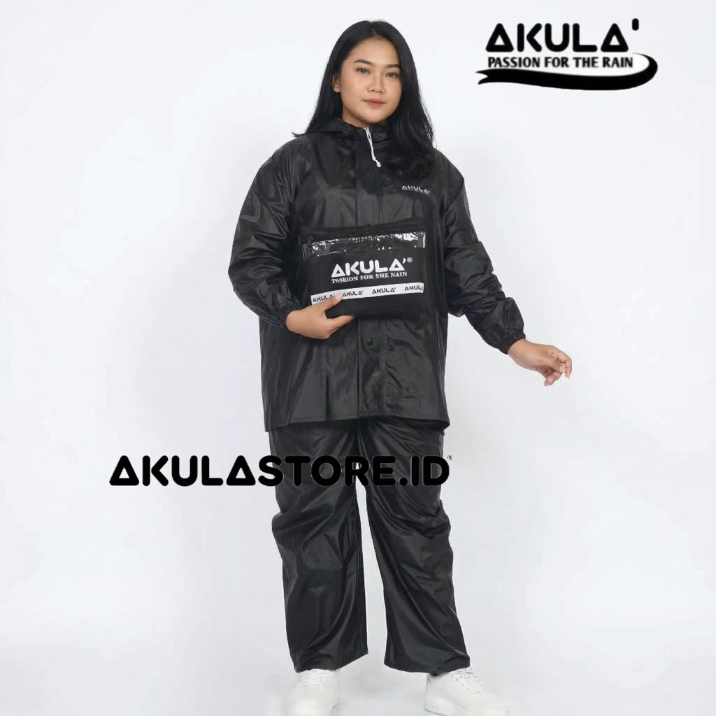 Jas Hujan AKULA JUMBO 100% ORI HITAM