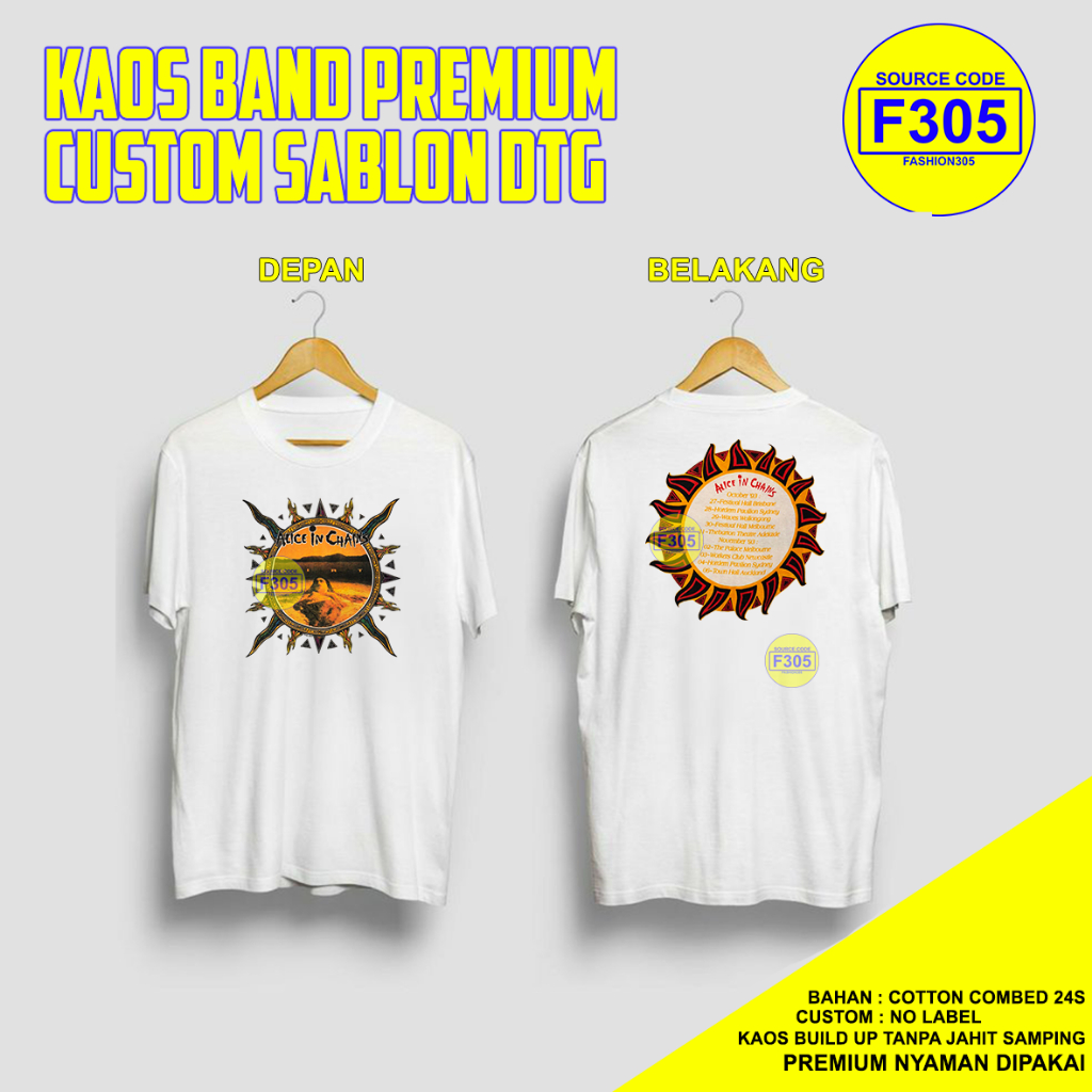 KAOS BAND VINTAGE ALICE IN CHAINS PREMIUM CUSTOM SABLON DTG