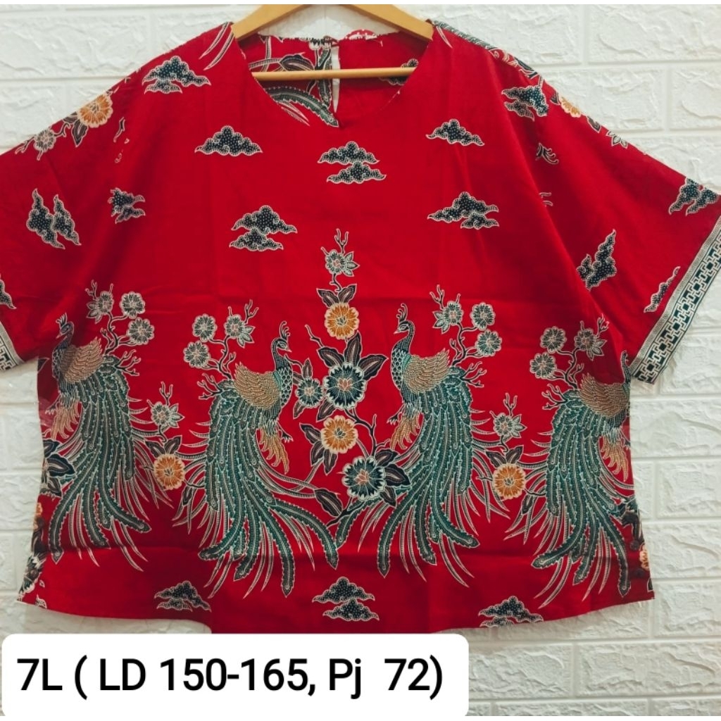 Atasan Batik Blouse Batik Wanita Super Jumbo 7L Big Size LD 145-160 Cm AB-23