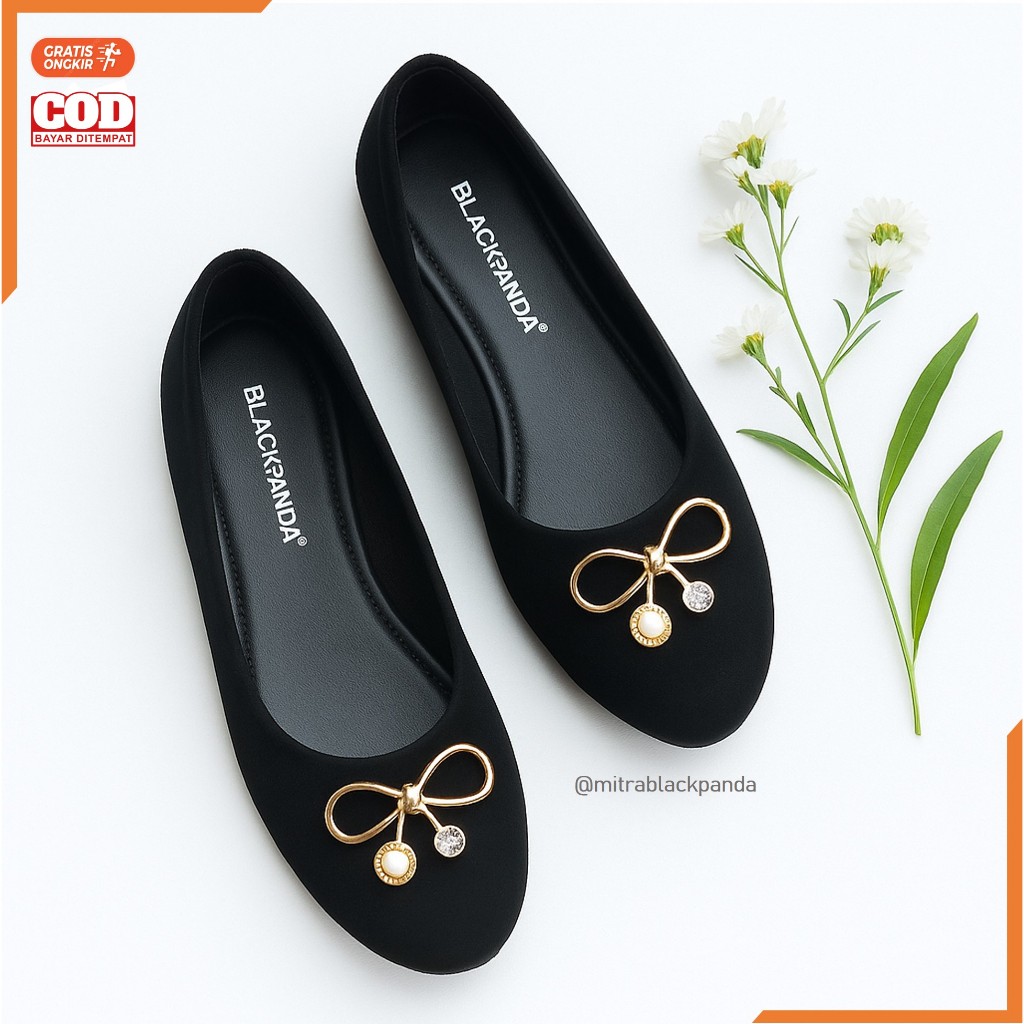 Blackpanda Flat Shoes - Sepatu Black Panda - Sepatu Wanita - Black Panda Vika Black
