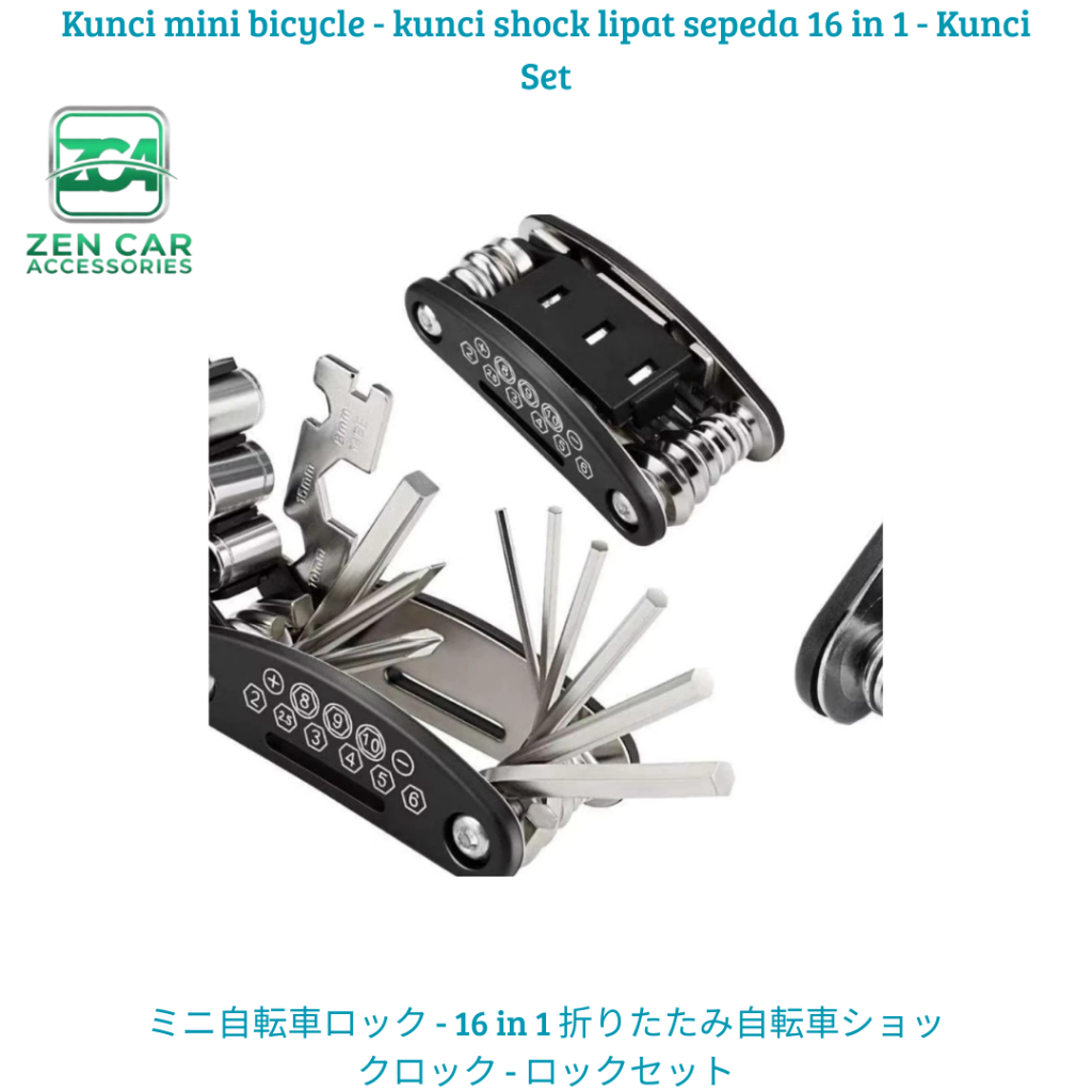 Kunci mini bicycle - kunci shock lipat sepeda 16 in 1 - Kunci Set
