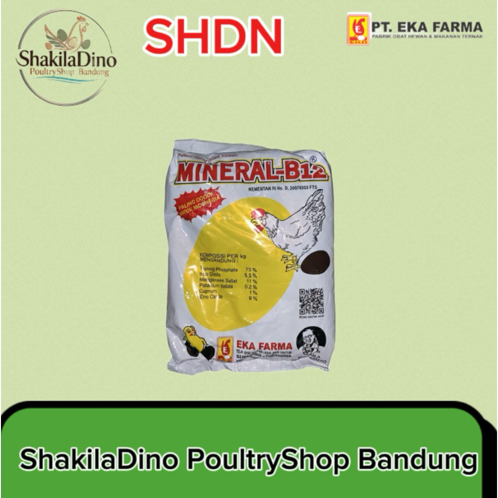 Mineral Ayam B12 Eka Farma  Suplemen Ayam Petelur Meningkatkan Produksi Telur 1kg