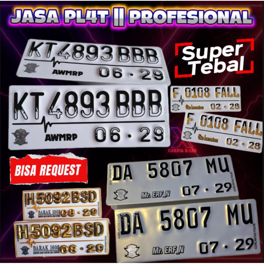 variasi custom plat termurah dan murah abis, plat termurah, plat murah abis, custom apik, plat nyala