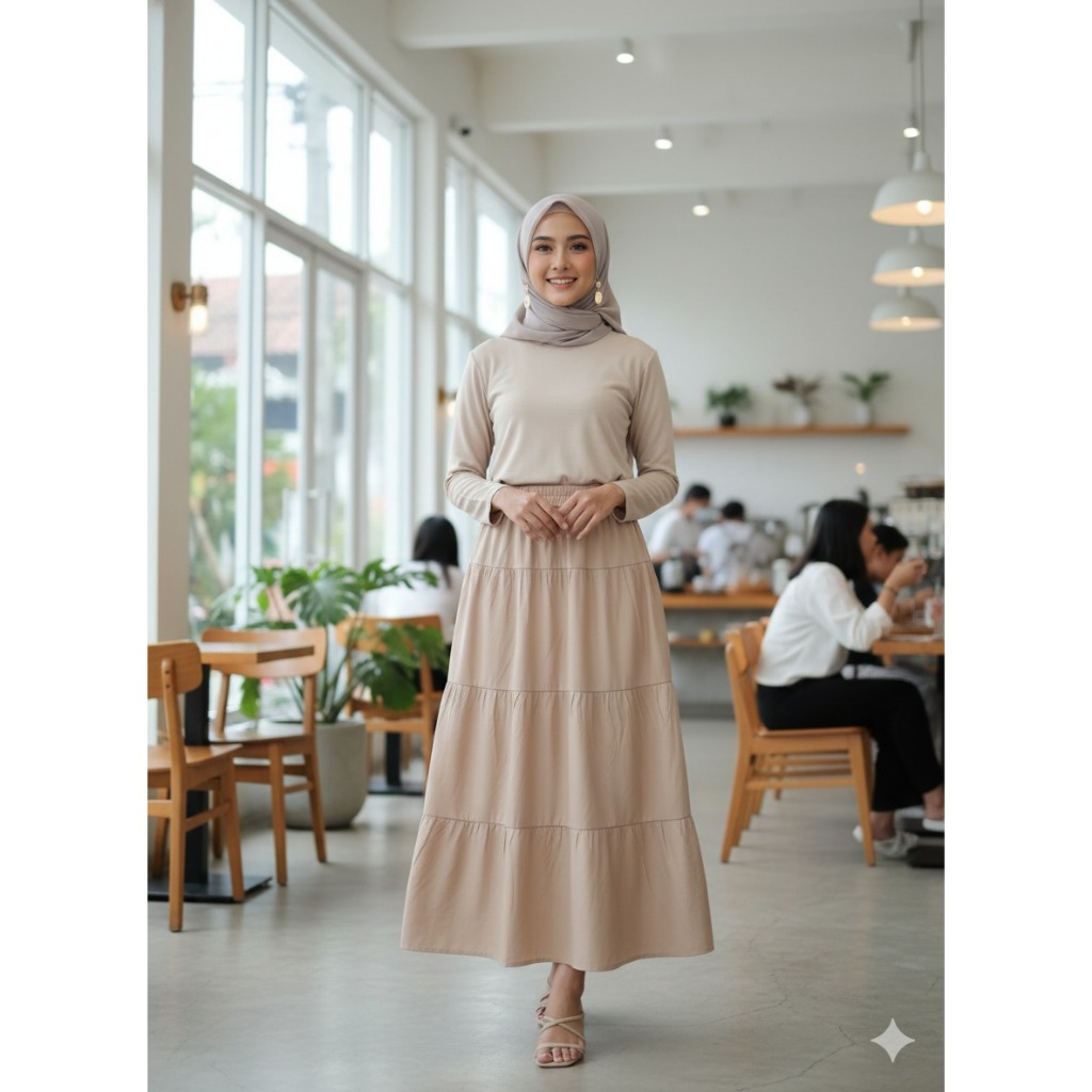 Rok Wanita Panjang Lily Skirt BO Bahan Pollycotton LP 60 – 100 cm  PJ 81 cm Skirt Wanita Korean Styl