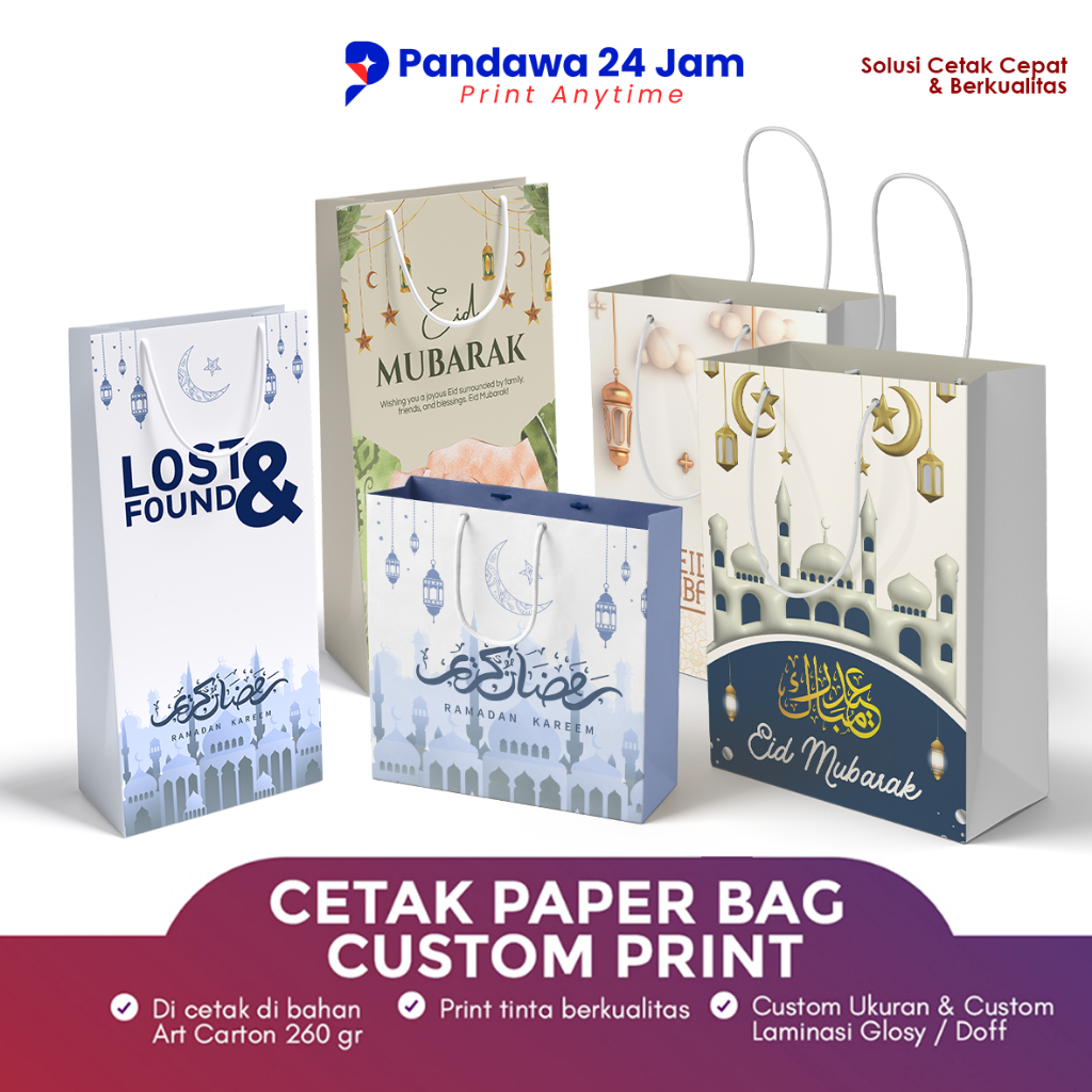 Cetak Paper Bag Print Custom Ukuran bisa satuan -