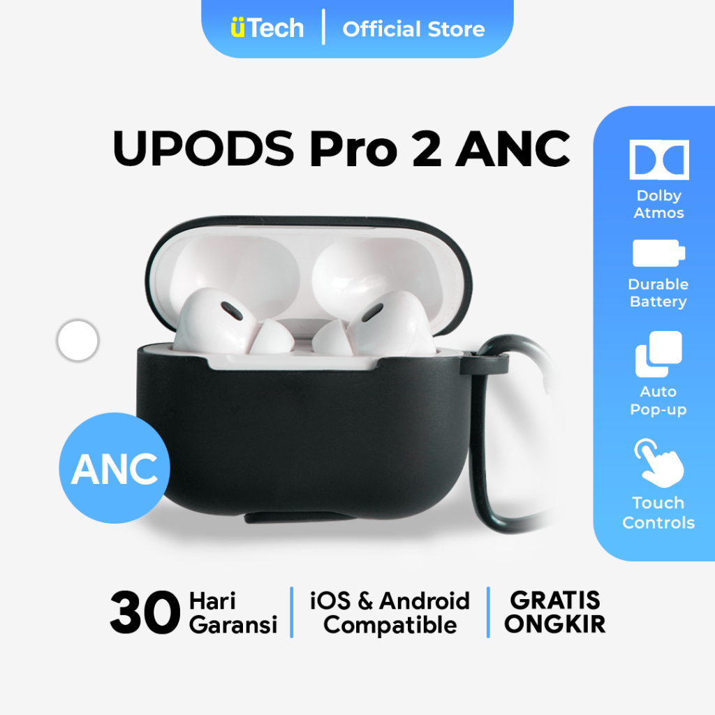 [PAYDAY SALE] uPods Pro 2 ANC TWS Bluetooth 100% ANC Earphone Wireless Charging Case Auto Pop-Up + F