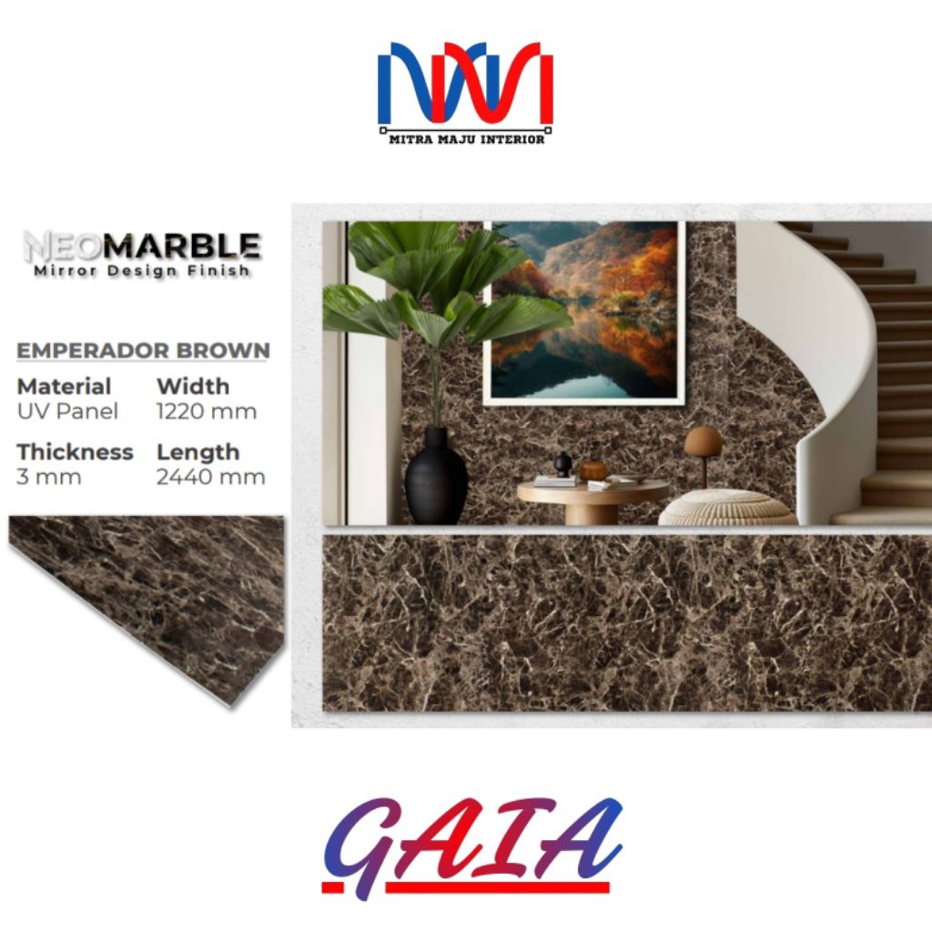 NeoMarble Emperador Brown PVC Panel Papan Lembaran Motif Corak Marmer Interior Dinding