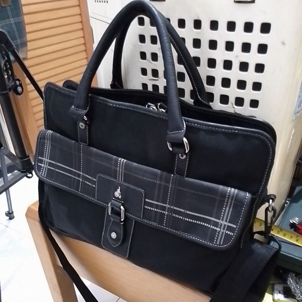 Tas Kerja Kanvas Mixed Kulit Asli BEANPOLE