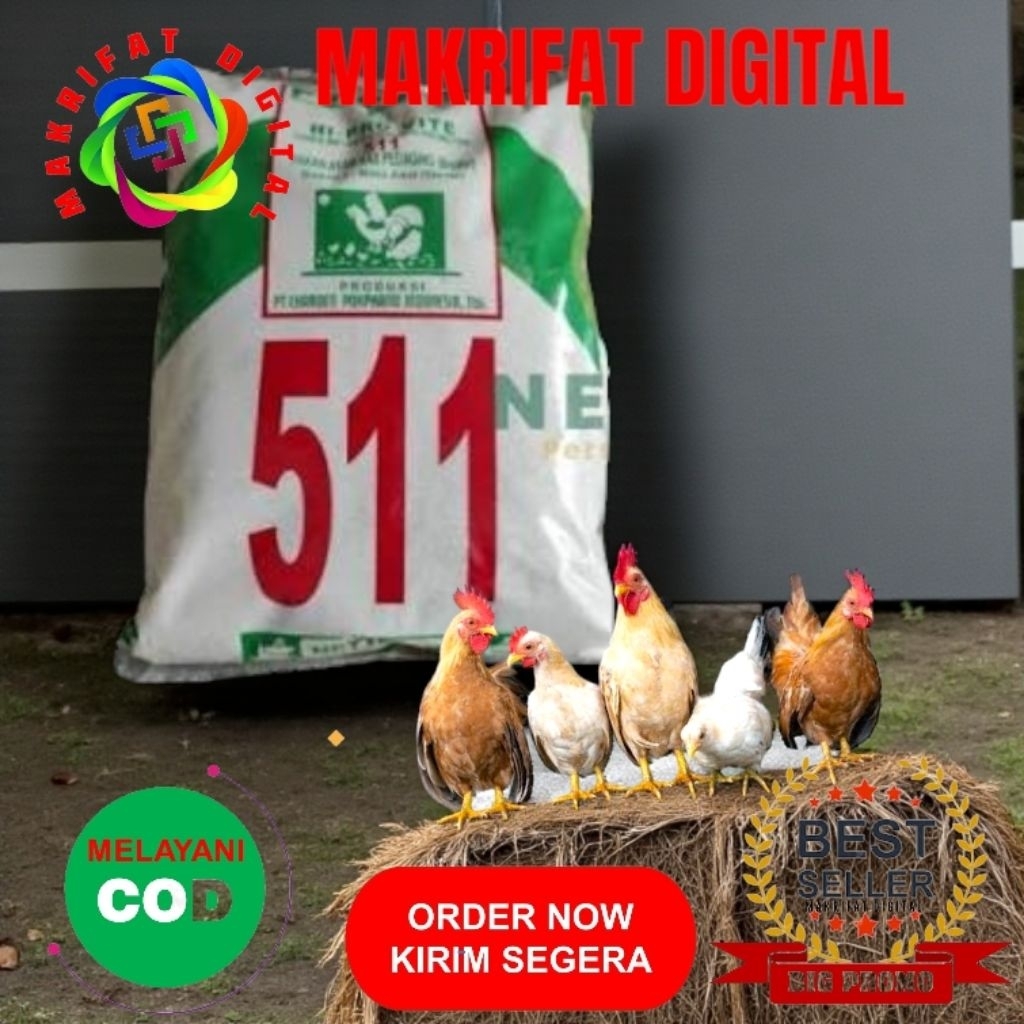 MAKRIFAT DIGITAL Paket 10 Kg Voer Pur Poer Pakan AYAM PEDAGING 511 Starter Booster Penggemuk DOC DOD