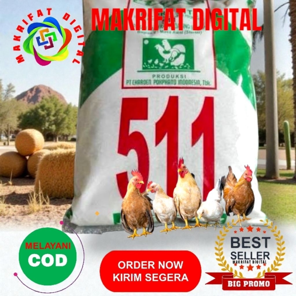 MAKRIFAT DIGITAL Paket 9 Kg Voer Pur Poer Pakan AYAM PEDAGING 511 Starter Booster Penggemuk DOC DOD 