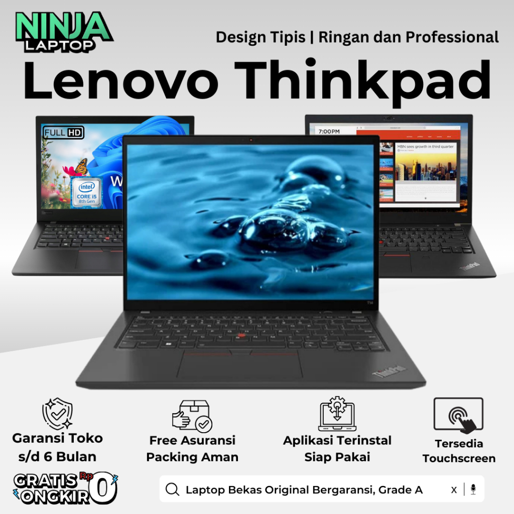 Lenovo Thinkad Core i7 / i5 Gen 12 Touchscreen Ram 16GB SSD 1TB - Laptop Second Original Bergaransi
