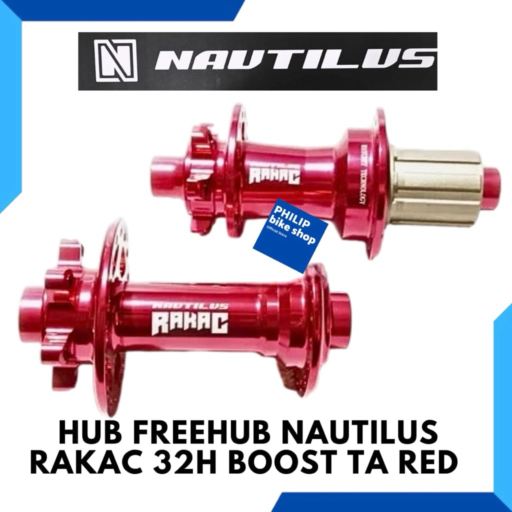 Hub Freehub Nautilus Rakac 32H TA Boost Red
