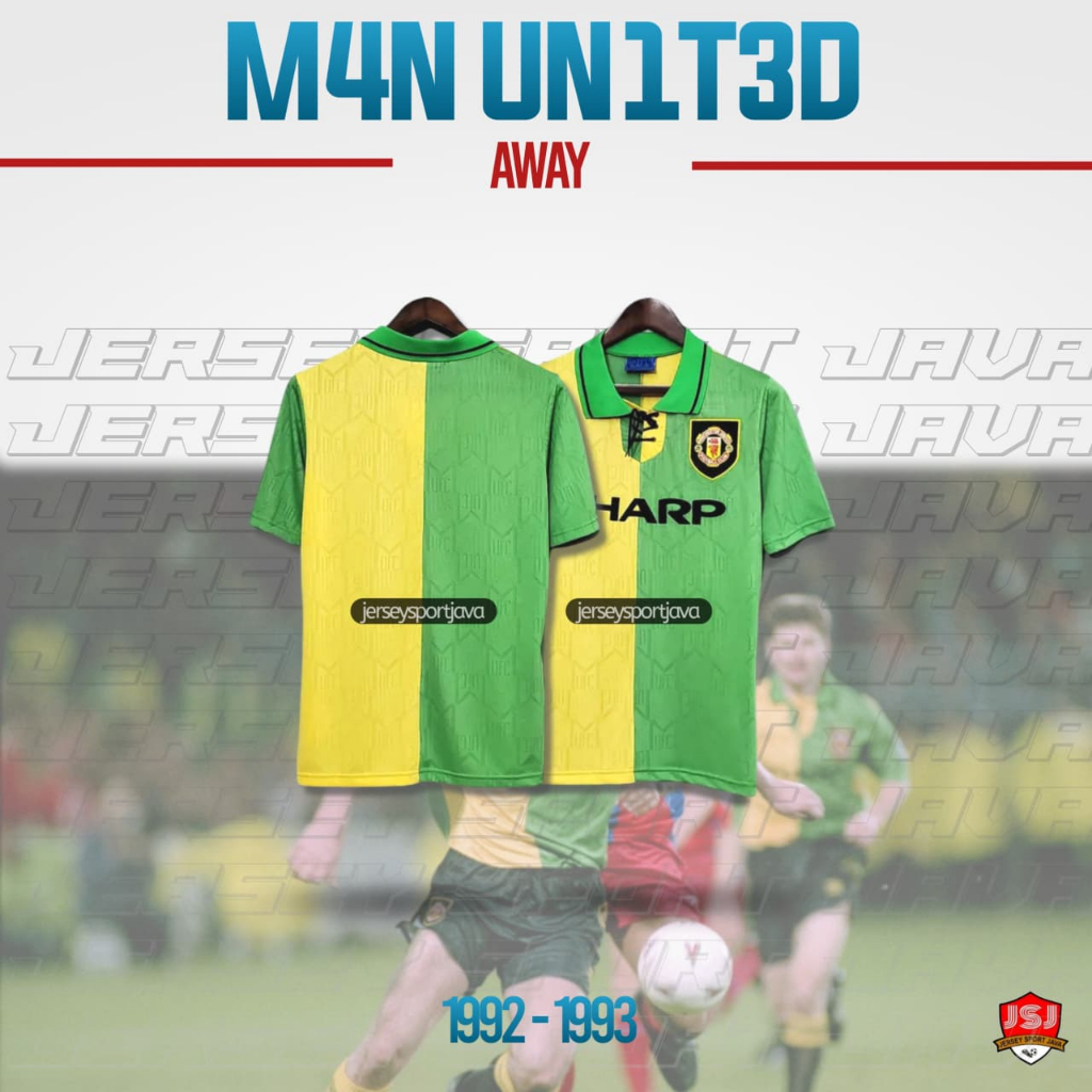 ( BISA COD ) RETRO JERSEY BAJU BOLA PRIA RETRO MU AWAY HIJAU-KUNING 92/94 GRADE AAA+ - BEST HIGT QUA