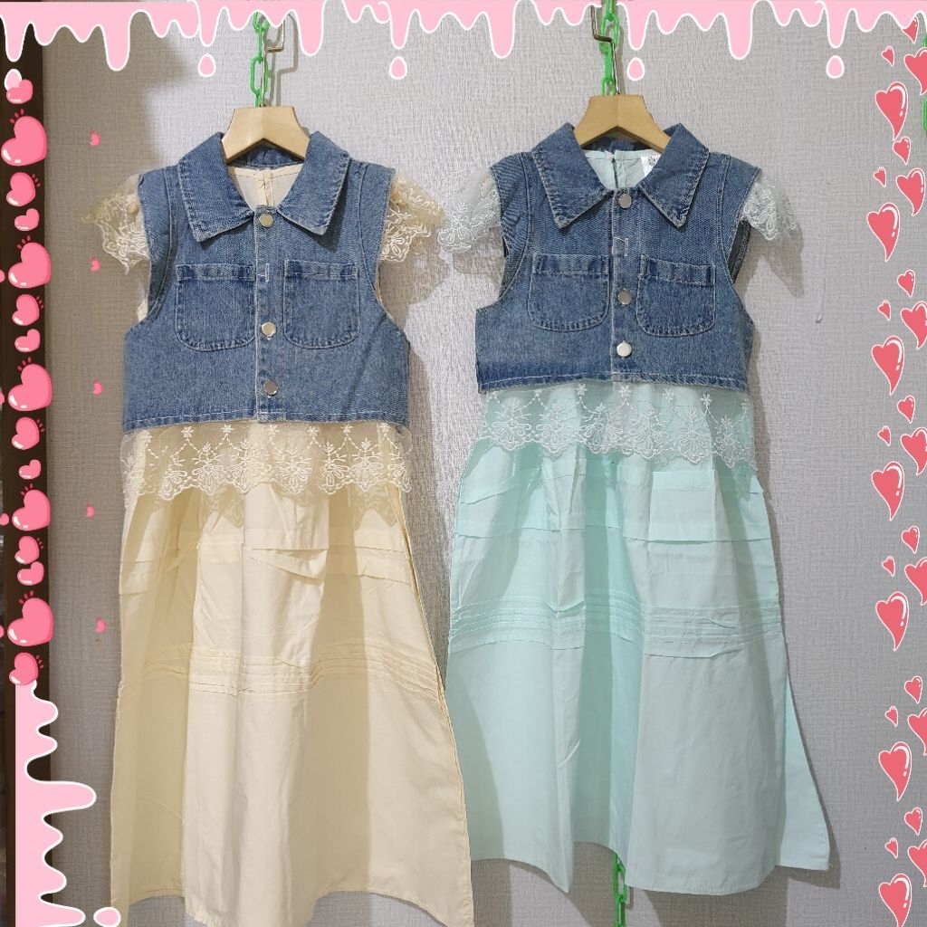 (ha) Dress 2in1 rompi jeans anak perempuan