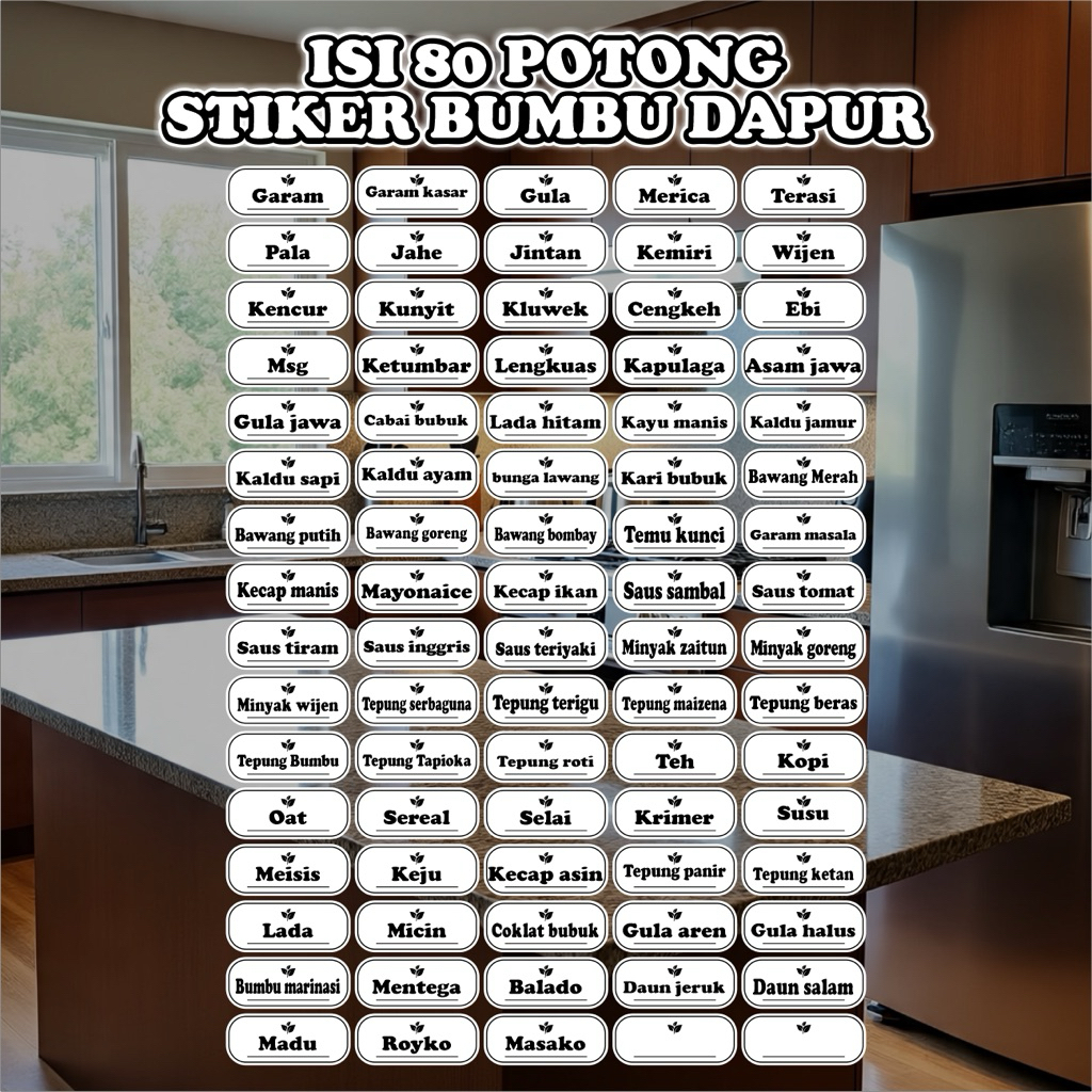 STIKER BUMBU DAPUR | STIKER NAMA BUMBU | STIKER TEMPAT BUMBU DAPUR